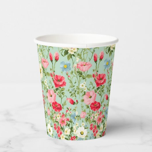 イギリスのカントリー・ワイルドフラワーパーソナライズされた 紙コップ (右)