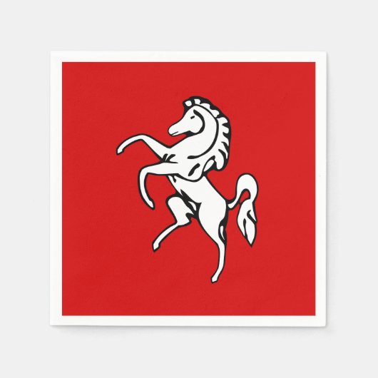 イギリスのケント州旗を持つ愛国的な紙のナプキン スタンダードカクテルナプキン (正面)