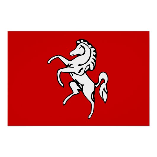 イギリスのケント州旗を掲げた愛国的な壁ポスター ポスター (正面)