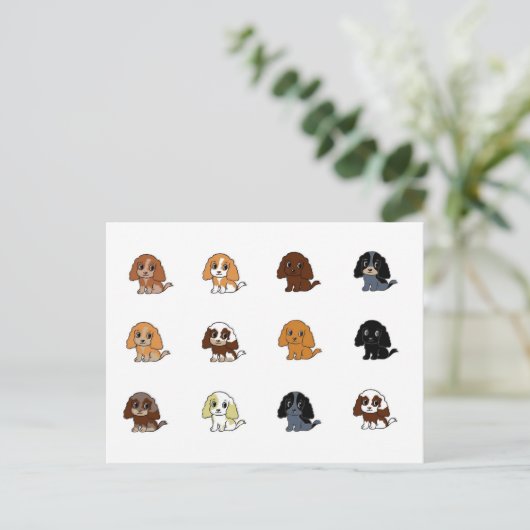 イギリスのコッカースパニエル犬すべての色のアクトン ポストカード (スタンド正面)