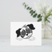 イギリスのコッカースパニエル犬黒と白のピーキングカート ポストカード (スタンド正面)