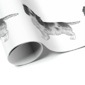 イギリスのコッカースパニエル犬（白黒） ラッピングペーパー (ロールコーナー)