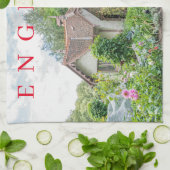 イギリスのコテージ茶タオル キッチンタオル (折り畳み)