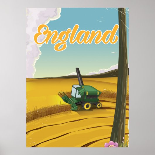 イギリスのコンバイン収穫機の旅行ポスター ポスター (正面)