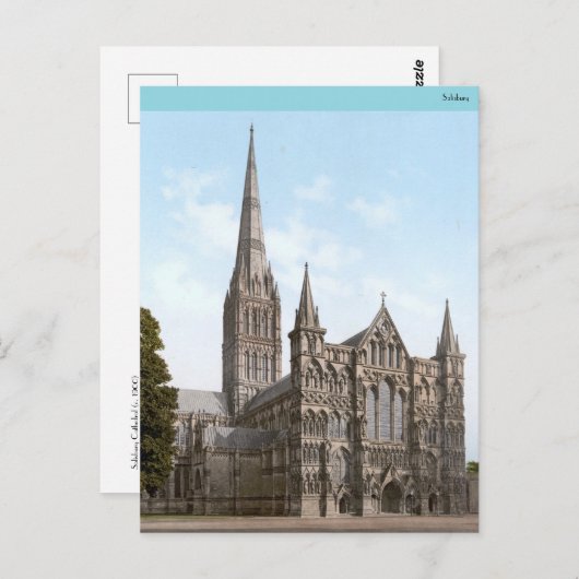 イギリスのサリスベリー大聖堂(1900年頃) ポストカード (正面/裏面)