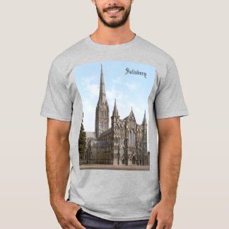 イギリスのサリスベリー大聖堂（1900年頃） Tシャツ