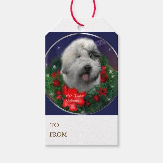 イギリスのシェプドッグクリスマス ギフトタグ (正面)