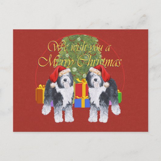 イギリスのシェプドッグクリスマス シーズンポストカード (正面)
