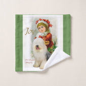 イギリスのシェプドッグクリスマス バスタオルセット (ウォッシュタオル)