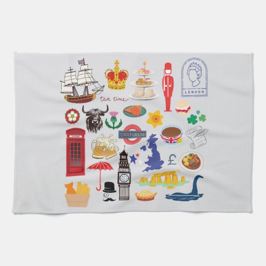イギリスのシンボル キッチンタオル (横)