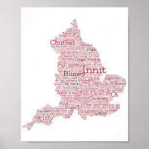 イギリスのスラングBritish Word Art Mapポスター ポスター