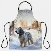 イギリスのセッターが雪のクリスマスを過ごす エプロン (正面)