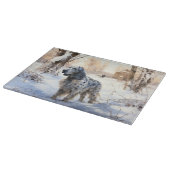 イギリスのセッターが雪のクリスマスを過ごす カッティングボード (角)