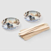 イギリスのセッターが雪のクリスマスを過ごす ハンドファン (組立なし)