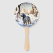 イギリスのセッターが雪のクリスマスを過ごす ハンドファン (正面)