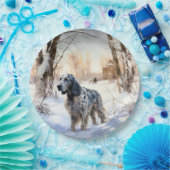 イギリスのセッターが雪のクリスマスを過ごす ペーパープレート (パーティー)