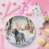 イギリスのセッターが雪のクリスマスを過ごす ペーパープレート (パーティー)