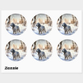 イギリスのセッターが雪のクリスマスを過ごす ラウンドシール (シート)