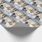 イギリスのセッターが雪のクリスマスを過ごす ラッピングペーパー (角)