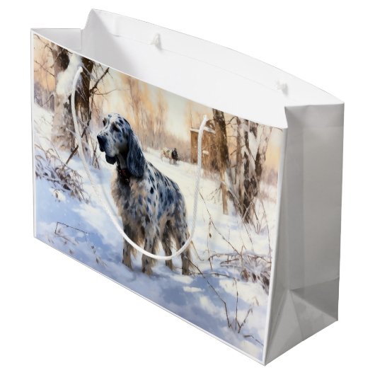 イギリスのセッターが雪のクリスマスを過ごす ラージペーパーバッグ (裏面アングル)
