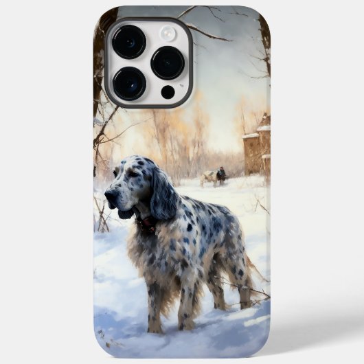 イギリスのセッターが雪のクリスマスを過ごす Case-Mate iPhoneケース (裏面)