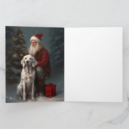 イギリスのセッターとサンタクロースフェスティバルクリスマス カード (内部)