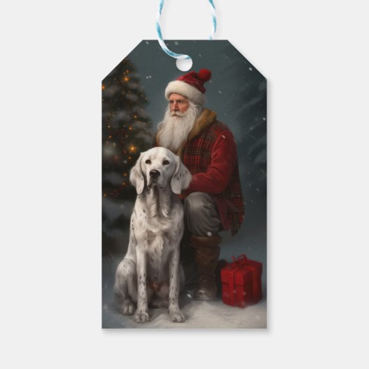 イギリスのセッターとサンタクロースフェスティバルクリスマス ギフトタグ (裏面)