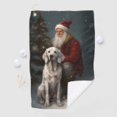 イギリスのセッターとサンタクロースフェスティバルクリスマス ゴルフタオル (インサイチュ)