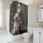 イギリスのセッターとサンタクロースフェスティバルクリスマス シャワーカーテン (インサイチュ)
