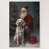 イギリスのセッターとサンタクロースフェスティバルクリスマス ジグソーパズル (縦)