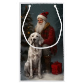 イギリスのセッターとサンタクロースフェスティバルクリスマス スモールペーパーバッグ (裏面)
