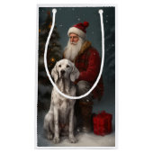 イギリスのセッターとサンタクロースフェスティバルクリスマス スモールペーパーバッグ (正面)
