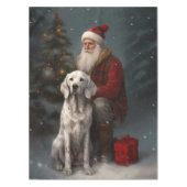 イギリスのセッターとサンタクロースフェスティバルクリスマス テーブルクロス (正面)