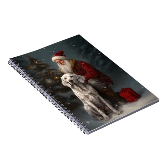 イギリスのセッターとサンタクロースフェスティバルクリスマス ノートブック (右側)