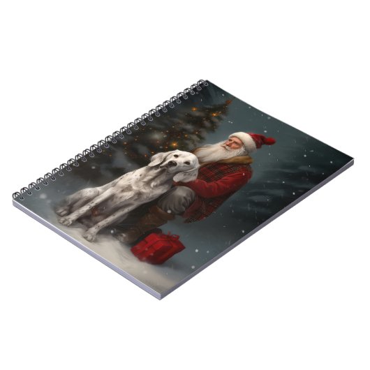 イギリスのセッターとサンタクロースフェスティバルクリスマス ノートブック (左側)