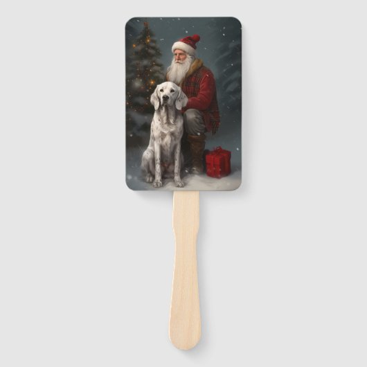 イギリスのセッターとサンタクロースフェスティバルクリスマス ハンドファン (正面)
