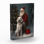 イギリスのセッターとサンタクロースフェスティバルクリスマス フォトブロック (左)