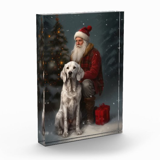 イギリスのセッターとサンタクロースフェスティバルクリスマス フォトブロック (左)