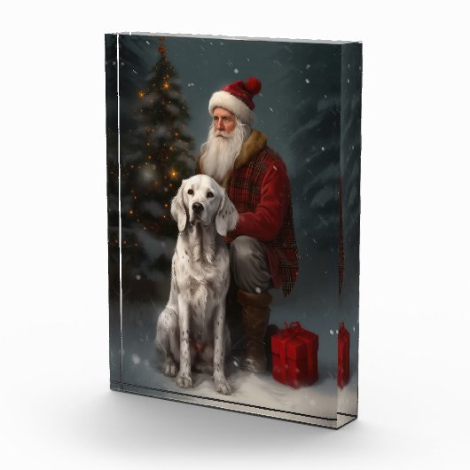 イギリスのセッターとサンタクロースフェスティバルクリスマス フォトブロック (右)