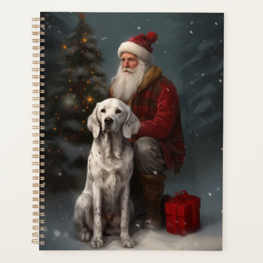 イギリスのセッターとサンタクロースフェスティバルクリスマス プランナー手帳 (正面)