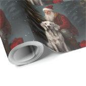 イギリスのセッターとサンタクロースフェスティバルクリスマス ラッピングペーパー (ロールコーナー)