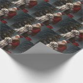 イギリスのセッターとサンタクロースフェスティバルクリスマス ラッピングペーパー (角)