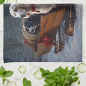 イギリスのセッタースノーウィースリークリスマスデコール キッチンタオル (折り畳み)