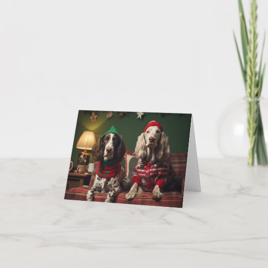 イギリスのセッタードッグスクリスマスカード カード (正面)