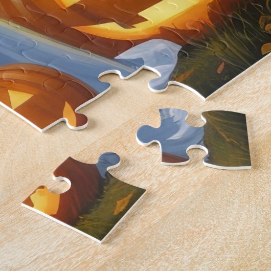 イギリスのセッタードッグズカボチャおもしろいハロウィーン ジグソーパズル (側面)