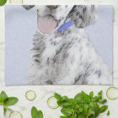 イギリスのセッターブルー絵画ベルトンのドッグアート キッチンタオル (折り畳み)