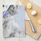 イギリスのセッターブルー絵画ベルトンのドッグアート キッチンタオル (四つ折り)