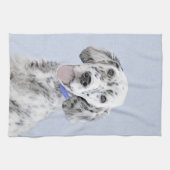 イギリスのセッターブルー絵画ベルトンのドッグアート キッチンタオル (横)