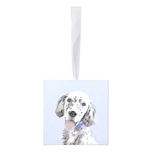 イギリスのセッターブルー絵画ベルトンのドッグアート キューブオーナメント (右)