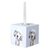 イギリスのセッターブルー絵画ベルトンのドッグアート キューブオーナメント (裏面アングル)